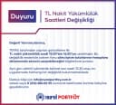 TEFAS TL Nakit Yükümlülük Saatleri Değişikliği